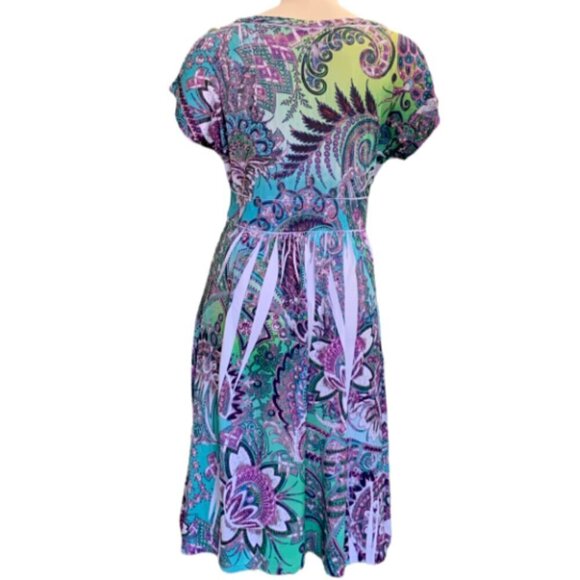 Believe USA Dress Colorful Sublimation Floral Botanical Print Sz M #15H - Picture 4 of 9